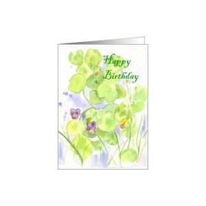  Friend Garden Birthday Nasturtium Flowers Watercolor Pansy 