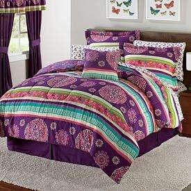 QUEEN Girl Teen Purple BUTTERFLY PAISLEY Comforter Set  