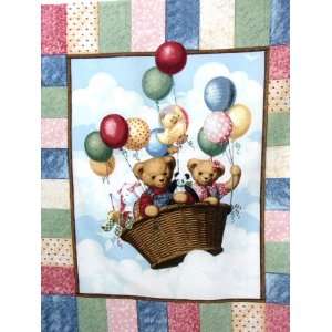  Baby Panel Cheater Fabric Quilt BJT Balloon Ride Top New 