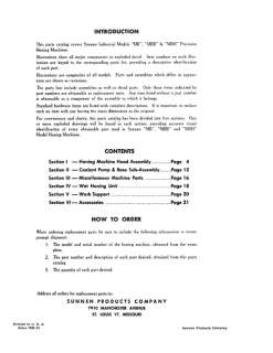 Sunnen Hone Repair Parts Manual For Models MB MBB & MBH  