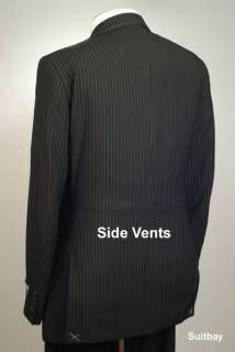 46L Suit STEVE HARVEY 3 Piece Black Pin Stripe 46 Long   XH74  