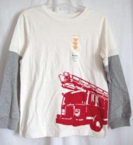 BOYS 7 WICKED LARGE RED FIRETRUCK SHIRT NWT ~ CARTERS  