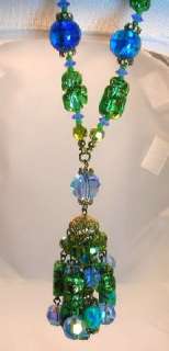 Here is a beautiful AB crystal necklace made with art glass beads with 