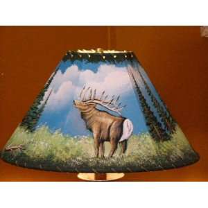  16 Painted Leather Lamp Shade  Elk