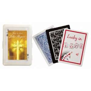 com Wedding Favors Illuminated Cross Design Personalized Playing Card 