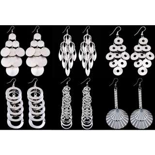 wholesale lot 6 pair silver plated circle leaf chandelier dangle 