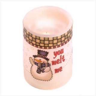 Snowman Flameless LED Lighted Unscented Pillar Candle  