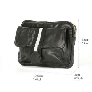 New Vintage Black Fanny Waist pack Genuine Leather Belt bag Hip bag 