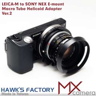 Hawks Leica M lens to Sony NEX E mount camera Marco tube helicoid 