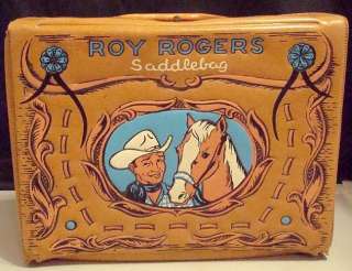 RARE Vintage ROY ROGERS Saddlebag Vinyl Lunchbox NICE NR L@@KIE 