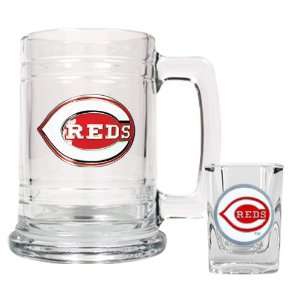  CINCINNATI REDS Team Logo Glass Tankard Mug & Shot Glass 