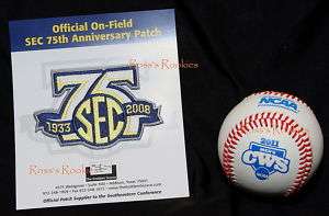 2011 RAWLINGS CWS BASEBALL & SEC 75TH ANNIV PATCH  