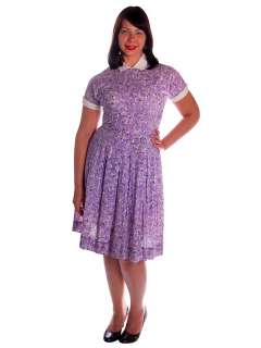 Vintage Purple & White Cotton Day Dress Ann Taylor 1950s 39 30 Free 