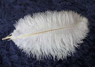 10 Grade B 14 16 White Ostrich Drab Plume Feather Wedding Centerpiece 