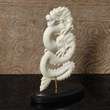 White MOOSE ANTLER Chinese DRAGON SCULPTURE Art Carving ~ Hand carved 