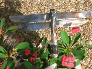 TWO UTENSIL WELDED DRAGONFLY YARD ART MADE OF KNIVES