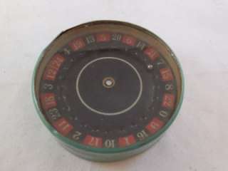   Roulette wheel Vintage Tin Toy WORKS Antique Gambling Game Casino