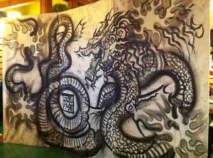 Japanese Sumi Dragon Painting   great for a venue  