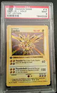 POKEMON 1ST EDITION BASE ZAPADOS PSA 9 MINT (THIN)  