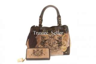 NWT JUICY COUTURE Rich Camel Scottie Embroidery Daydreamer Bag w 