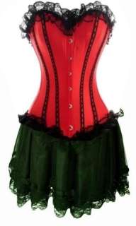 Burlesque Moulin Rouge Fancy Dress Can Can Girl Costume Outfit + Hat 
