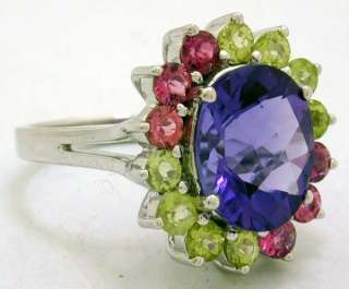 AMETHYST,PINK SAPPHIRE & PERIDOT SET 4 PIECES SET 14K  