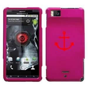  MOTOROLA DROID X RED ANCHOR ON A PINK HARD CASE COVER 