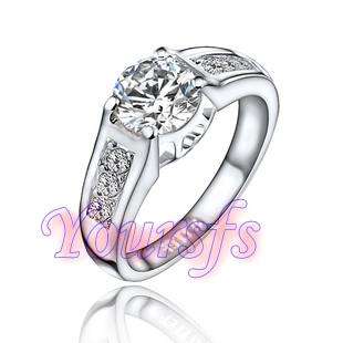 18K White Gold GP 1.5Ct Swarovski Crystal Emulational Diamond wedding 