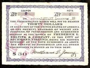 1924 GOLD Certificate BOND Coupon NOTE Richmond VA #3  