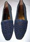   DESIGNER MARAOLO VTG SUEDE & EMBROIDERERY SHOE  ITALY  NAVY   9B