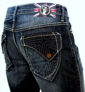 Monarchy Union Jack Flap Mens Jeans 30 34 36 NWT  