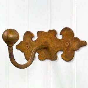    Ball Tipped Hand Forged Iron Coat Hook   Rust