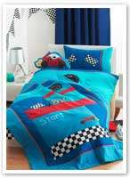 Boys Blue Formula One Racing Car Bedding or Room Set  