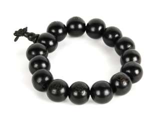 MALA BRACELET BLACK WOOD Buddhist Prayer Beads Jewelry  