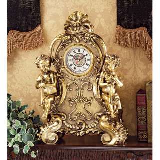 19 French Rococo Cherub Mantle Decorative Table Clock  