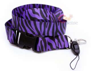 Zebra Black Purple Lanyard Animal Key Chain/ID Holder  