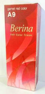 Berina Permanent Hair dye color cream # A09 Garnet Red  