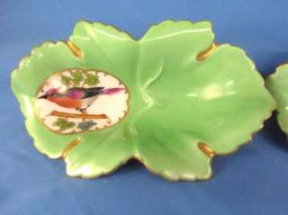 Vintage Herend Rothchild Bird Leaf Dishes 1915 30s  