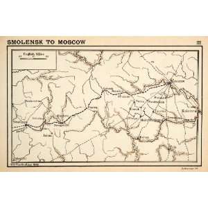com 1899 Lithograph Map Russia Smolensk Moscow Region Napoleonic War 