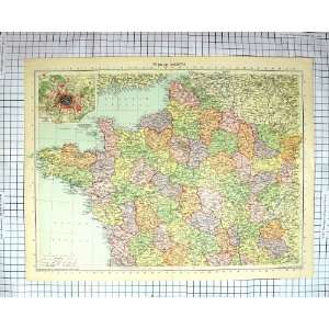  Map C1870 France Plan Paris Channel Islands Jersey Guernsey Home