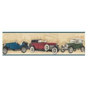   Jewel Tone Antique Cars Wallpaper Border LW1341139