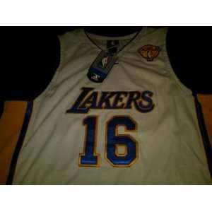  Pau Gasol Adidas White Los Angeles Lakers Jersey w/ 2010 