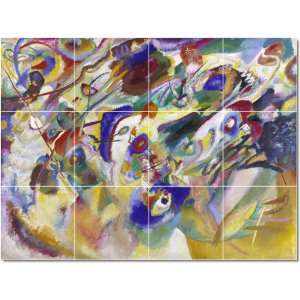 Wassily Kandinsky Abstract Tile Mural Modern Interior Remodel  18x24 