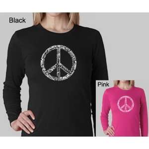   Peace Symbol Shirt S   Made using the word PEACE in 77 Languages