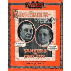   vs Boston Red Sox April 18, 1923 Reprint Program Sports Collectibles