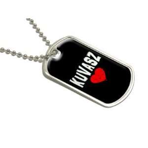  Kuvasz Love   Black   Military Dog Tag Luggage Keychain 