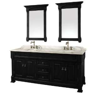  Andover 72 Double Bathroom Vanity Set   Black with White 