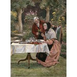 Tea in the Garden Etching Sadler, Walter Dendy Dobie, James 