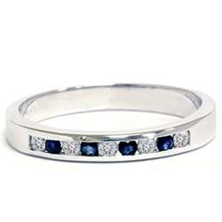   & Blue Sapphire Anniversary Channel Set Enhancer Wedding Ring Band