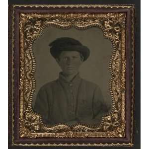  Unidentified young soldier in Confederate uniform,slouch 